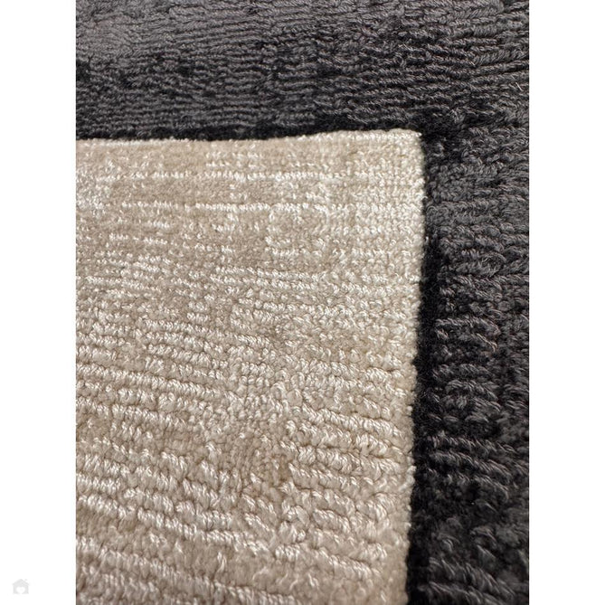 Blade Slim Border Modern Plain Distressed Tonal Metallic Shimmer Hand-Woven Soft Textured Tip Sheared Loop Pile Silky Viscose Flatweave Putty/Charcoal Border Rug-Asiatic Carpets-Rug Love - The Most Loved Rug Store