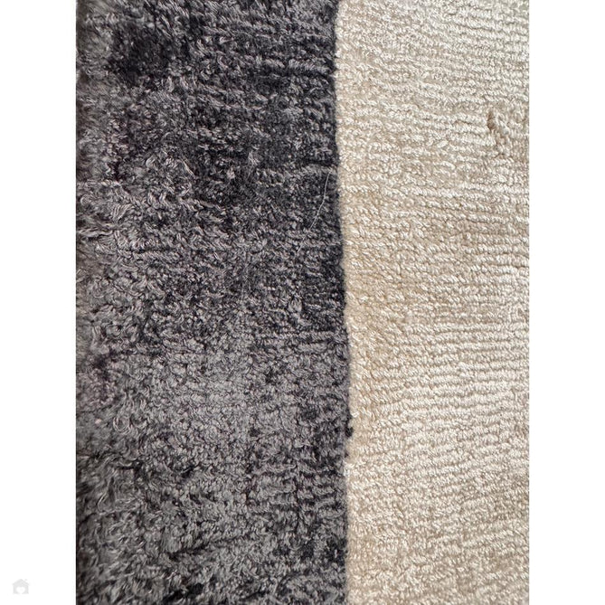 Blade Slim Border Modern Plain Distressed Tonal Metallic Shimmer Hand-Woven Soft Textured Tip Sheared Loop Pile Silky Viscose Flatweave Putty/Charcoal Border Rug-Asiatic Carpets-Rug Love - The Most Loved Rug Store