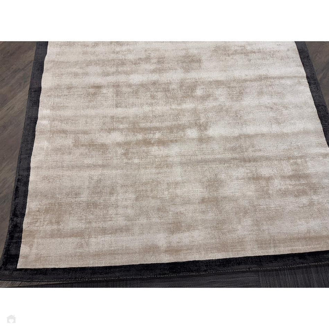 Blade Slim Border Modern Plain Distressed Tonal Metallic Shimmer Hand-Woven Soft Textured Tip Sheared Loop Pile Silky Viscose Flatweave Putty/Charcoal Border Rug-Asiatic Carpets-Rug Love - The Most Loved Rug Store