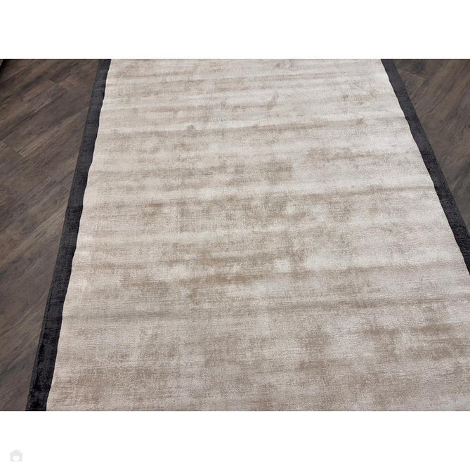 Blade Slim Border Modern Plain Distressed Tonal Metallic Shimmer Hand-Woven Soft Textured Tip Sheared Loop Pile Silky Viscose Flatweave Putty/Charcoal Border Rug-Asiatic Carpets-Rug Love - The Most Loved Rug Store