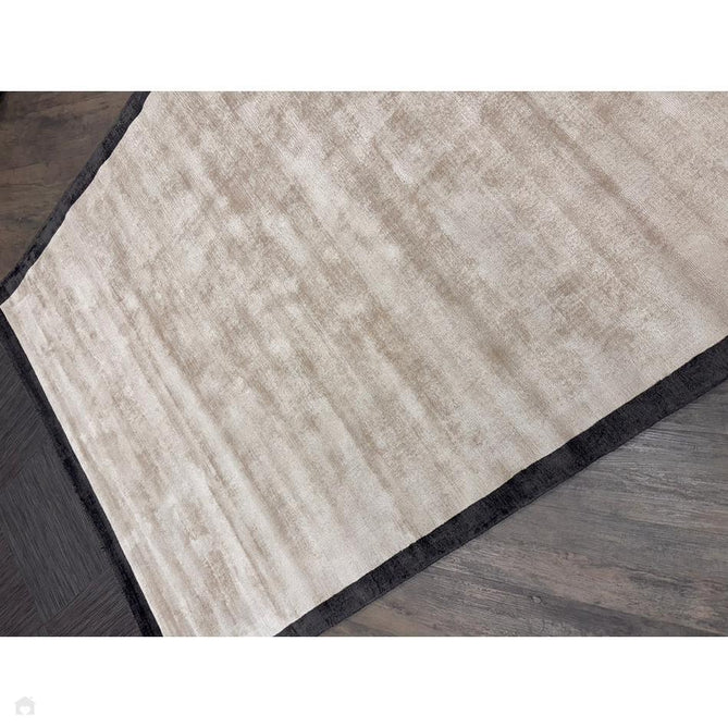 Blade Slim Border Modern Plain Distressed Tonal Metallic Shimmer Hand-Woven Soft Textured Tip Sheared Loop Pile Silky Viscose Flatweave Putty/Charcoal Border Rug-Asiatic Carpets-Rug Love - The Most Loved Rug Store