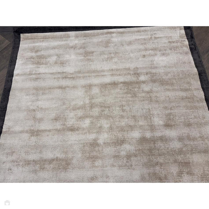 Blade Slim Border Modern Plain Distressed Tonal Metallic Shimmer Hand-Woven Soft Textured Tip Sheared Loop Pile Silky Viscose Flatweave Putty/Charcoal Border Rug-Asiatic Carpets-Rug Love - The Most Loved Rug Store