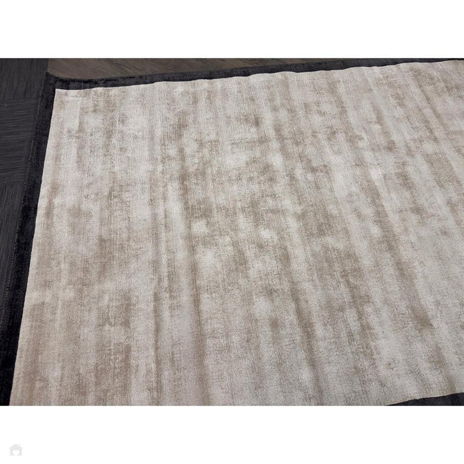 Blade Slim Border Modern Plain Distressed Tonal Metallic Shimmer Hand-Woven Soft Textured Tip Sheared Loop Pile Silky Viscose Flatweave Putty/Charcoal Border Rug-Asiatic Carpets-Rug Love - The Most Loved Rug Store