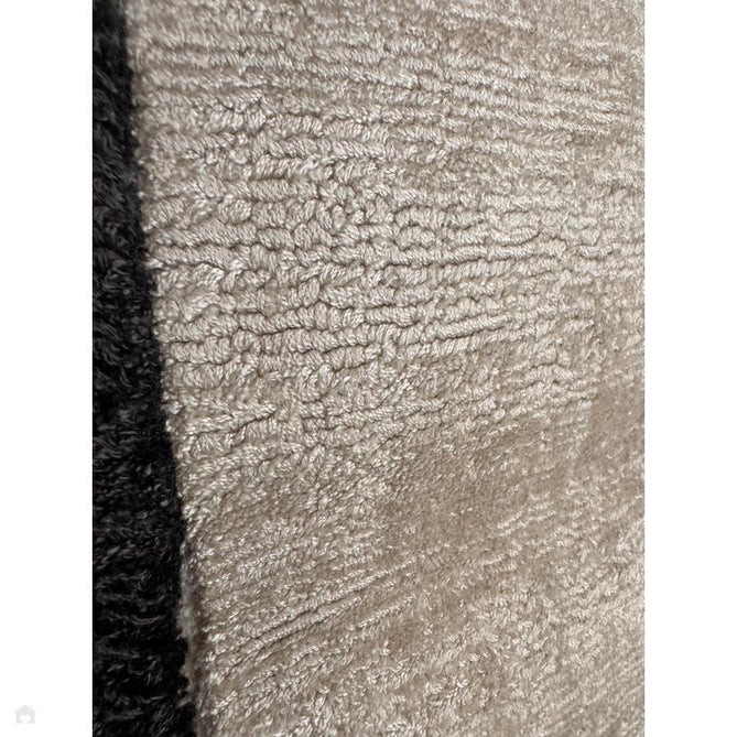 Blade Slim Border Modern Plain Distressed Tonal Metallic Shimmer Hand-Woven Soft Textured Tip Sheared Loop Pile Silky Viscose Flatweave Putty/Charcoal Border Rug-Asiatic Carpets-Rug Love - The Most Loved Rug Store