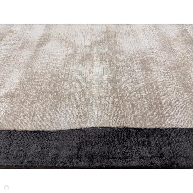 Blade Slim Border Modern Plain Distressed Tonal Metallic Shimmer Hand-Woven Soft Textured Tip Sheared Loop Pile Silky Viscose Flatweave Putty/Charcoal Border Rug-Asiatic Carpets-Rug Love - The Most Loved Rug Store