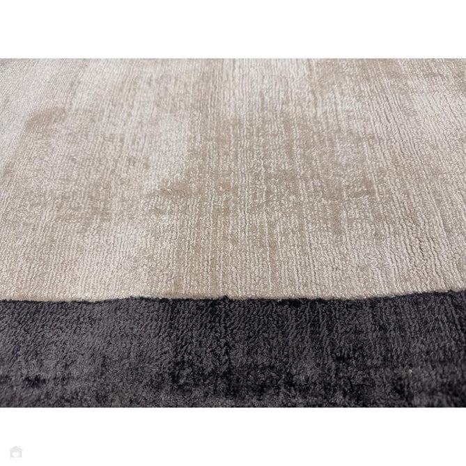 Blade Slim Border Modern Plain Distressed Tonal Metallic Shimmer Hand-Woven Soft Textured Tip Sheared Loop Pile Silky Viscose Flatweave Putty/Charcoal Border Rug-Asiatic Carpets-Rug Love - The Most Loved Rug Store