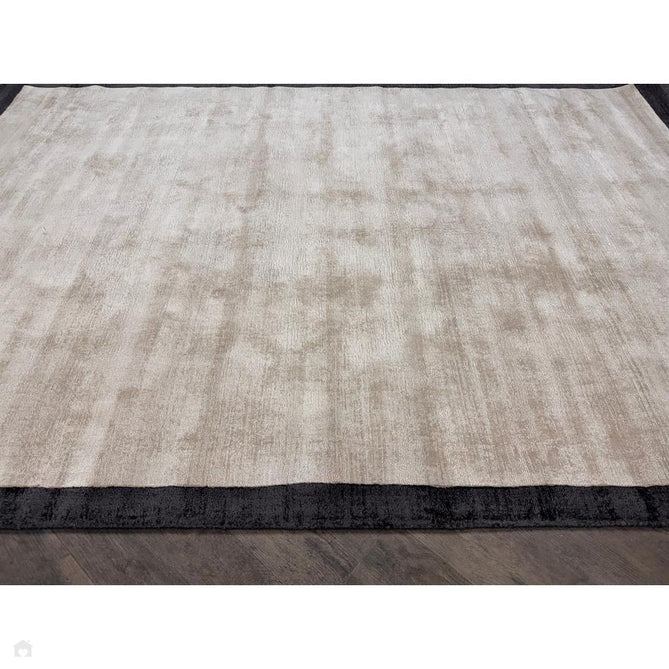 Blade Slim Border Modern Plain Distressed Tonal Metallic Shimmer Hand-Woven Soft Textured Tip Sheared Loop Pile Silky Viscose Flatweave Putty/Charcoal Border Rug-Asiatic Carpets-Rug Love - The Most Loved Rug Store