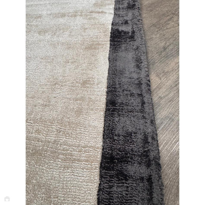 Blade Slim Border Modern Plain Distressed Tonal Metallic Shimmer Hand-Woven Soft Textured Tip Sheared Loop Pile Silky Viscose Flatweave Putty/Charcoal Border Rug-Asiatic Carpets-Rug Love - The Most Loved Rug Store
