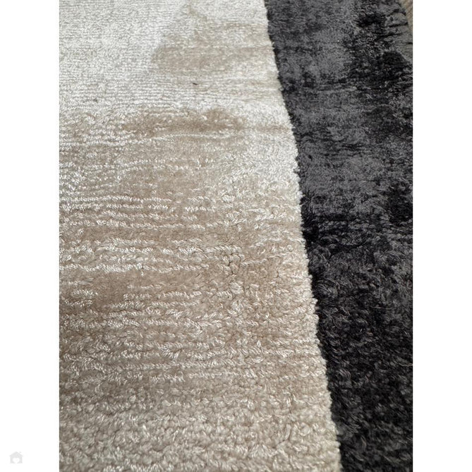 Blade Slim Border Modern Plain Distressed Tonal Metallic Shimmer Hand-Woven Soft Textured Tip Sheared Loop Pile Silky Viscose Flatweave Putty/Charcoal Border Rug-Asiatic Carpets-Rug Love - The Most Loved Rug Store