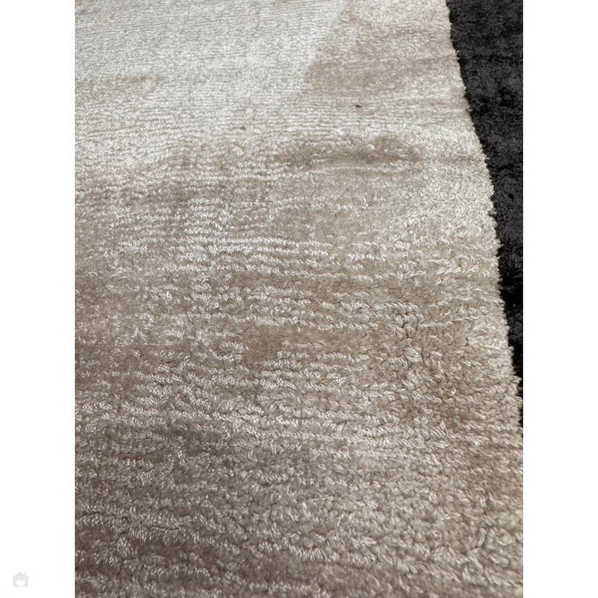 Blade Slim Border Modern Plain Distressed Tonal Metallic Shimmer Hand-Woven Soft Textured Tip Sheared Loop Pile Silky Viscose Flatweave Putty/Charcoal Border Rug-Asiatic Carpets-Rug Love - The Most Loved Rug Store