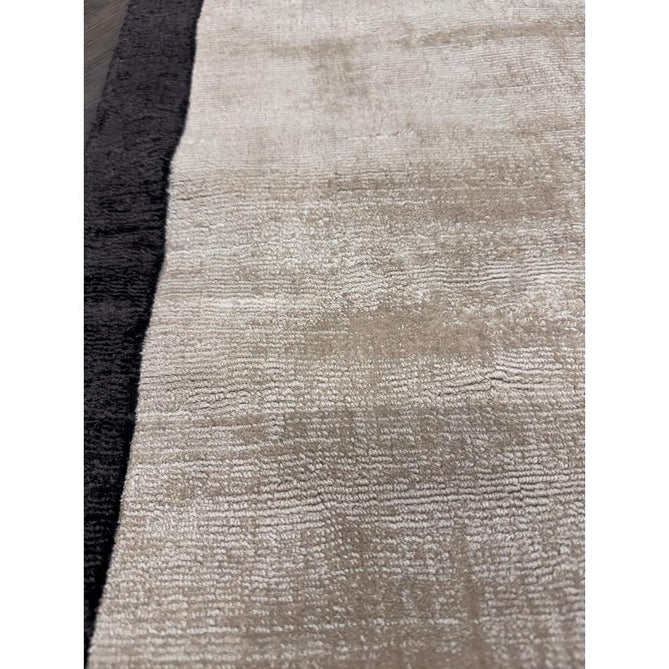Blade Slim Border Modern Plain Distressed Tonal Metallic Shimmer Hand-Woven Soft Textured Tip Sheared Loop Pile Silky Viscose Flatweave Putty/Silver Border Rug-Asiatic Carpets-Rug Love - The Most Loved Rug Store