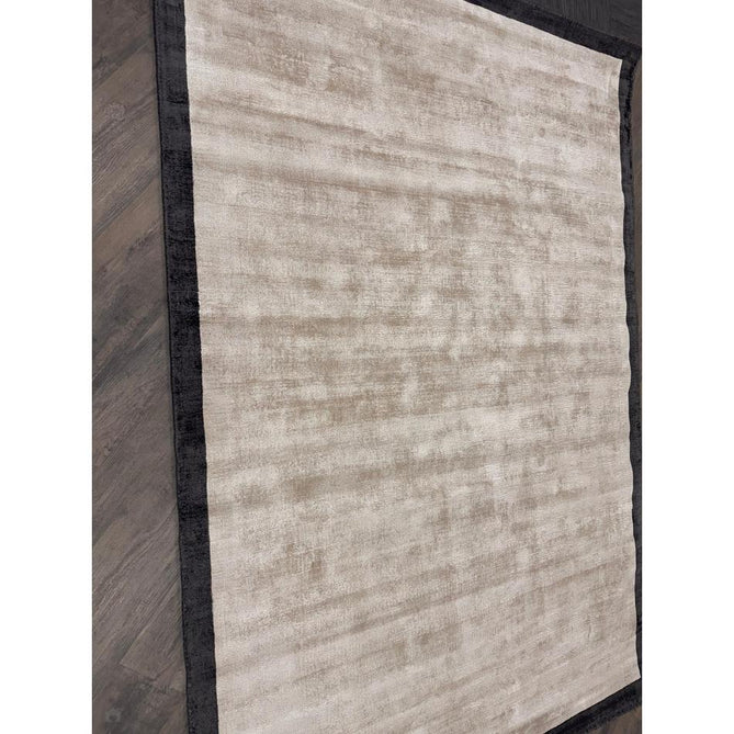 Blade Slim Border Modern Plain Distressed Tonal Metallic Shimmer Hand-Woven Soft Textured Tip Sheared Loop Pile Silky Viscose Flatweave Putty/Silver Border Rug-Asiatic Carpets-Rug Love - The Most Loved Rug Store