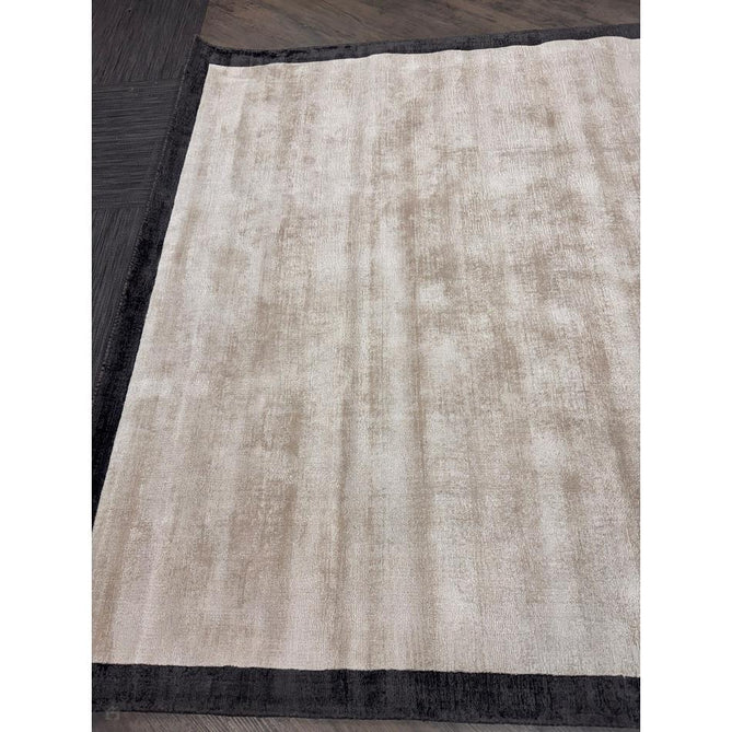 Blade Slim Border Modern Plain Distressed Tonal Metallic Shimmer Hand-Woven Soft Textured Tip Sheared Loop Pile Silky Viscose Flatweave Putty/Silver Border Rug-Asiatic Carpets-Rug Love - The Most Loved Rug Store