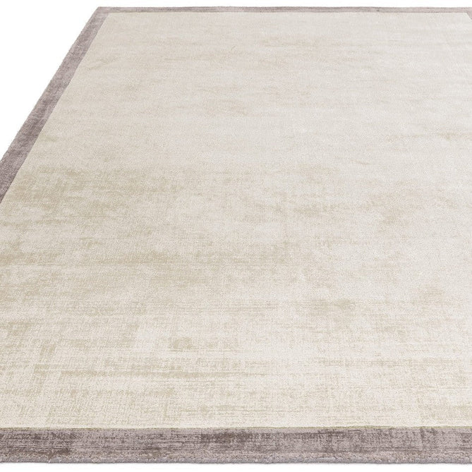 Blade Slim Border Modern Plain Distressed Tonal Metallic Shimmer Hand-Woven Soft Textured Tip Sheared Loop Pile Silky Viscose Flatweave Putty/Silver Border Rug-Asiatic Carpets-Rug Love - The Most Loved Rug Store