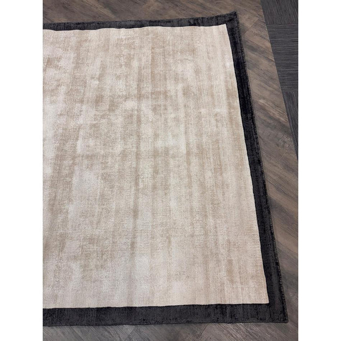 Blade Slim Border Modern Plain Distressed Tonal Metallic Shimmer Hand-Woven Soft Textured Tip Sheared Loop Pile Silky Viscose Flatweave Putty/Silver Border Rug-Asiatic Carpets-Rug Love - The Most Loved Rug Store