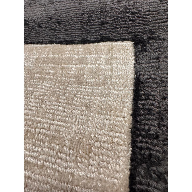 Blade Slim Border Modern Plain Distressed Tonal Metallic Shimmer Hand-Woven Soft Textured Tip Sheared Loop Pile Silky Viscose Flatweave Putty/Silver Border Rug-Asiatic Carpets-Rug Love - The Most Loved Rug Store