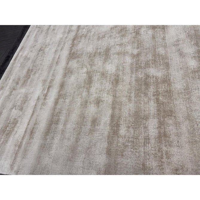 Blade Slim Border Modern Plain Distressed Tonal Metallic Shimmer Hand-Woven Soft Textured Tip Sheared Loop Pile Silky Viscose Flatweave Putty/Silver Border Rug-Asiatic Carpets-Rug Love - The Most Loved Rug Store