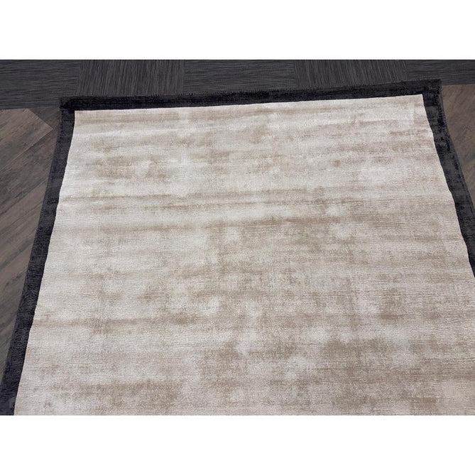 Blade Slim Border Modern Plain Distressed Tonal Metallic Shimmer Hand-Woven Soft Textured Tip Sheared Loop Pile Silky Viscose Flatweave Putty/Silver Border Rug-Asiatic Carpets-Rug Love - The Most Loved Rug Store