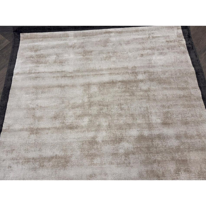 Blade Slim Border Modern Plain Distressed Tonal Metallic Shimmer Hand-Woven Soft Textured Tip Sheared Loop Pile Silky Viscose Flatweave Putty/Silver Border Rug-Asiatic Carpets-Rug Love - The Most Loved Rug Store