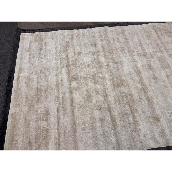 Blade Slim Border Modern Plain Distressed Tonal Metallic Shimmer Hand-Woven Soft Textured Tip Sheared Loop Pile Silky Viscose Flatweave Putty/Silver Border Rug-Asiatic Carpets-Rug Love - The Most Loved Rug Store