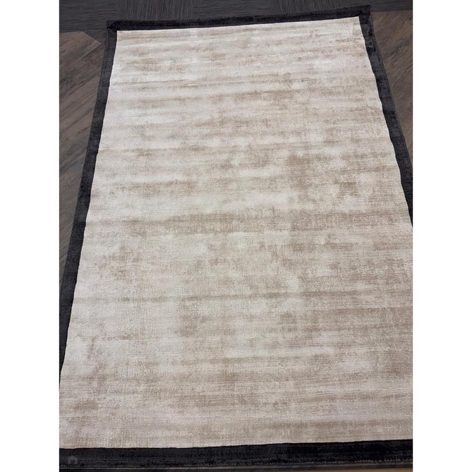 Blade Slim Border Modern Plain Distressed Tonal Metallic Shimmer Hand-Woven Soft Textured Tip Sheared Loop Pile Silky Viscose Flatweave Putty/Silver Border Rug-Asiatic Carpets-Rug Love - The Most Loved Rug Store