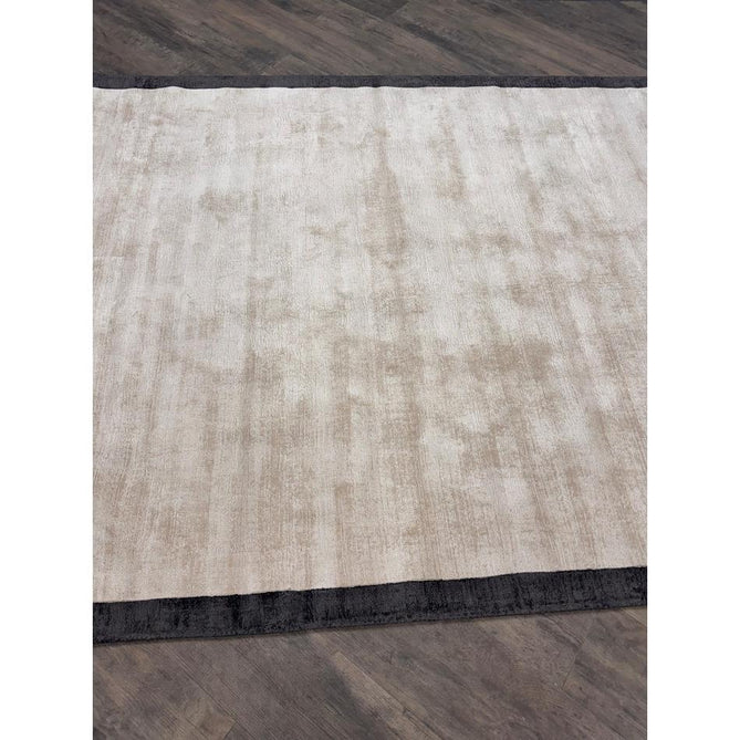 Blade Slim Border Modern Plain Distressed Tonal Metallic Shimmer Hand-Woven Soft Textured Tip Sheared Loop Pile Silky Viscose Flatweave Putty/Silver Border Rug-Asiatic Carpets-Rug Love - The Most Loved Rug Store