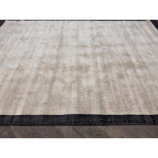 Blade Slim Border Modern Plain Distressed Tonal Metallic Shimmer Hand-Woven Soft Textured Tip Sheared Loop Pile Silky Viscose Flatweave Putty/Silver Border Rug-Asiatic Carpets-Rug Love - The Most Loved Rug Store