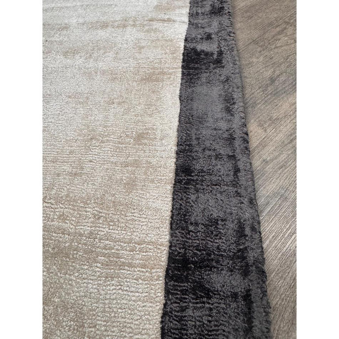 Blade Slim Border Modern Plain Distressed Tonal Metallic Shimmer Hand-Woven Soft Textured Tip Sheared Loop Pile Silky Viscose Flatweave Putty/Silver Border Rug-Asiatic Carpets-Rug Love - The Most Loved Rug Store