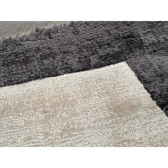 Blade Slim Border Modern Plain Distressed Tonal Metallic Shimmer Hand-Woven Soft Textured Tip Sheared Loop Pile Silky Viscose Flatweave Putty/Silver Border Rug-Asiatic Carpets-Rug Love - The Most Loved Rug Store