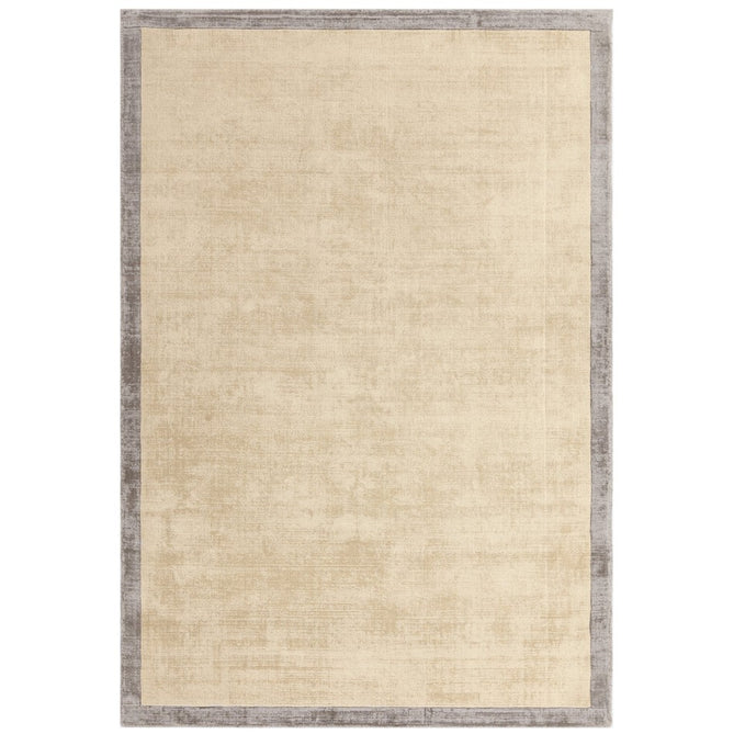 Blade Slim Border Modern Plain Distressed Tonal Metallic Shimmer Hand-Woven Soft Textured Tip Sheared Loop Pile Silky Viscose Flatweave Putty/Silver Border Rug-Asiatic Carpets-Rug Love - The Most Loved Rug Store