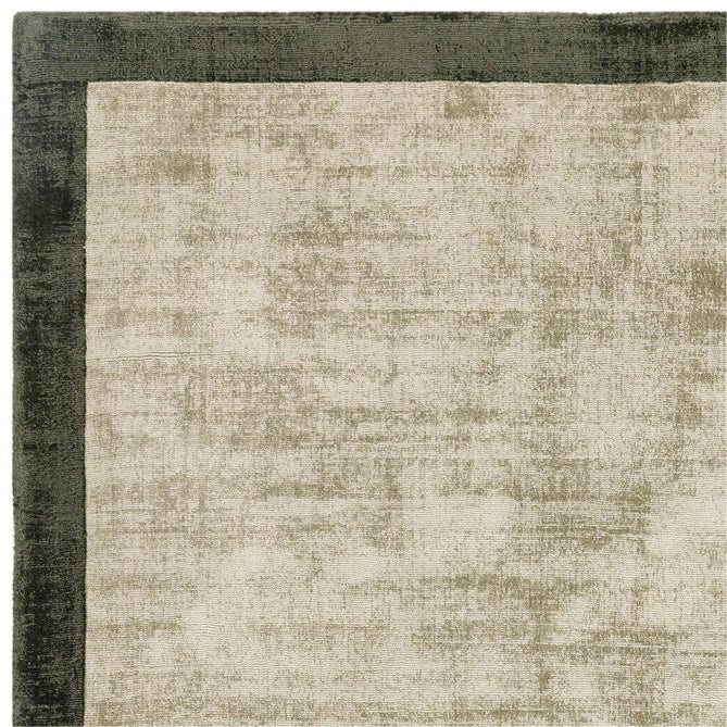 Blade Slim Border Modern Plain Distressed Tonal Metallic Shimmer Hand-Woven Soft Textured Tip Sheared Loop Pile Silky Viscose Flatweave Sage/Olive Green Border Rug-Asiatic Carpets-Rug Love - The Most Loved Rug Store