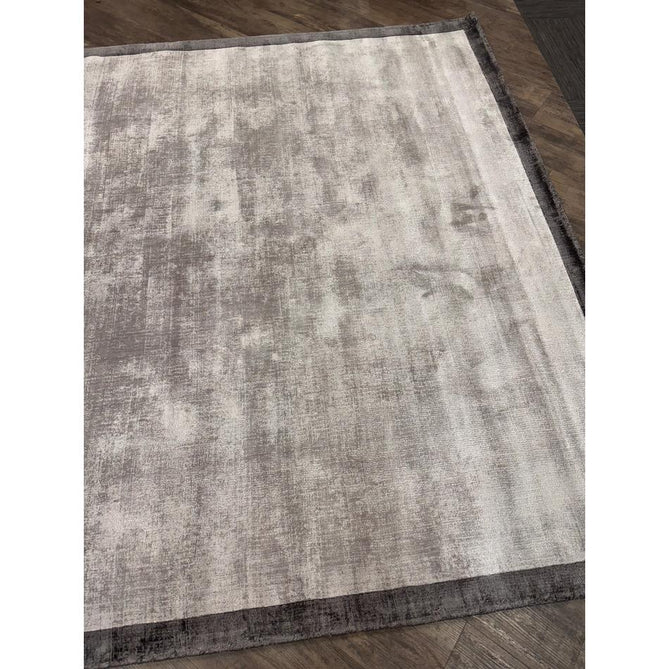 Blade Slim Border Modern Plain Distressed Tonal Metallic Shimmer Hand-Woven Soft Textured Tip Sheared Loop Pile Silky Viscose Flatweave Silver/Grey Border Rug-Asiatic Carpets-Rug Love - The Most Loved Rug Store