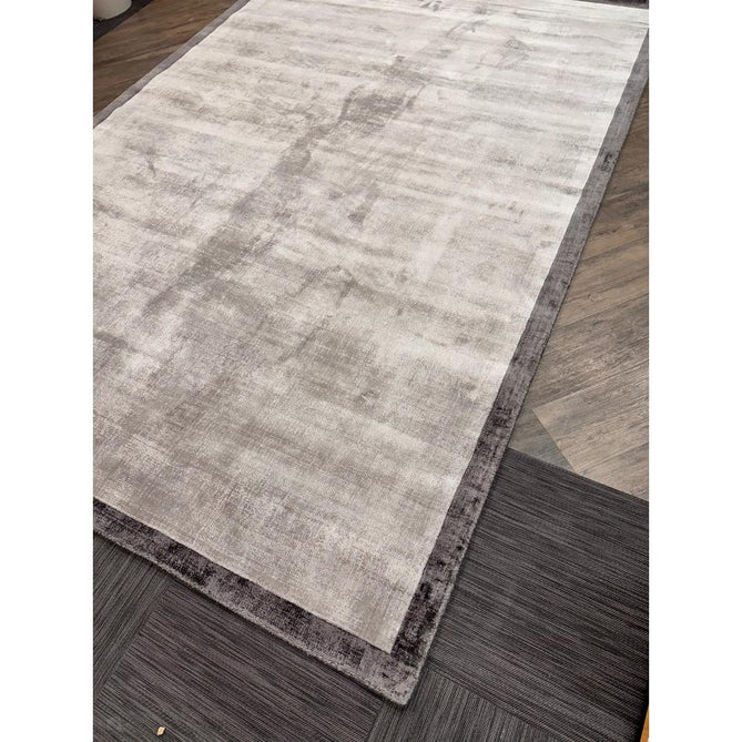 Blade Slim Border Modern Plain Distressed Tonal Metallic Shimmer Hand-Woven Soft Textured Tip Sheared Loop Pile Silky Viscose Flatweave Silver/Grey Border Rug-Asiatic Carpets-Rug Love - The Most Loved Rug Store