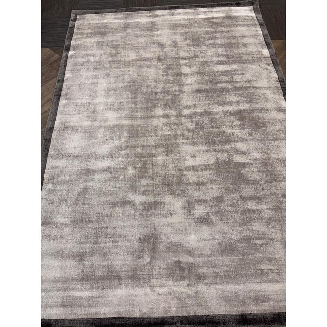 Blade Slim Border Modern Plain Distressed Tonal Metallic Shimmer Hand-Woven Soft Textured Tip Sheared Loop Pile Silky Viscose Flatweave Silver/Grey Border Rug-Asiatic Carpets-Rug Love - The Most Loved Rug Store