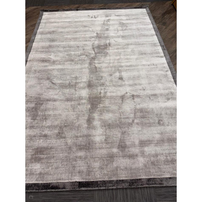Blade Slim Border Modern Plain Distressed Tonal Metallic Shimmer Hand-Woven Soft Textured Tip Sheared Loop Pile Silky Viscose Flatweave Silver/Grey Border Rug-Asiatic Carpets-Rug Love - The Most Loved Rug Store