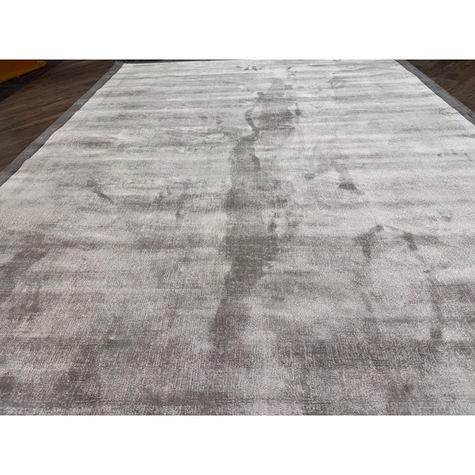 Blade Slim Border Modern Plain Distressed Tonal Metallic Shimmer Hand-Woven Soft Textured Tip Sheared Loop Pile Silky Viscose Flatweave Silver/Grey Border Rug-Asiatic Carpets-Rug Love - The Most Loved Rug Store