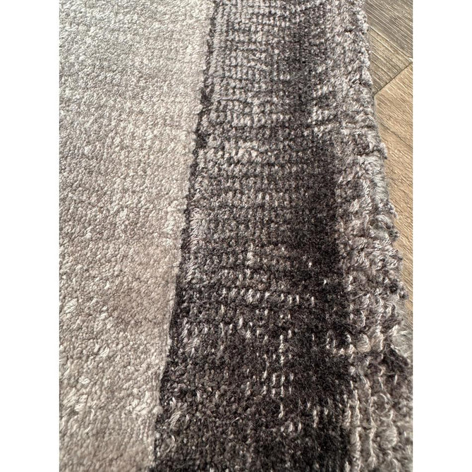 Blade Slim Border Modern Plain Distressed Tonal Metallic Shimmer Hand-Woven Soft Textured Tip Sheared Loop Pile Silky Viscose Flatweave Silver/Grey Border Rug-Asiatic Carpets-Rug Love - The Most Loved Rug Store