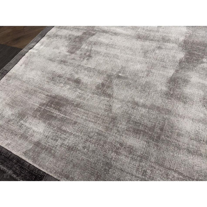Blade Slim Border Modern Plain Distressed Tonal Metallic Shimmer Hand-Woven Soft Textured Tip Sheared Loop Pile Silky Viscose Flatweave Silver/Grey Border Rug-Asiatic Carpets-Rug Love - The Most Loved Rug Store