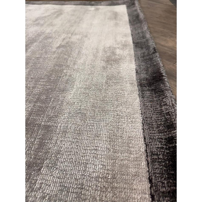 Blade Slim Border Modern Plain Distressed Tonal Metallic Shimmer Hand-Woven Soft Textured Tip Sheared Loop Pile Silky Viscose Flatweave Silver/Grey Border Rug-Asiatic Carpets-Rug Love - The Most Loved Rug Store