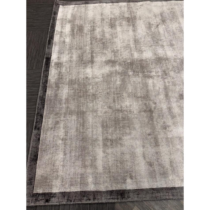 Blade Slim Border Modern Plain Distressed Tonal Metallic Shimmer Hand-Woven Soft Textured Tip Sheared Loop Pile Silky Viscose Flatweave Silver/Grey Border Rug-Asiatic Carpets-Rug Love - The Most Loved Rug Store