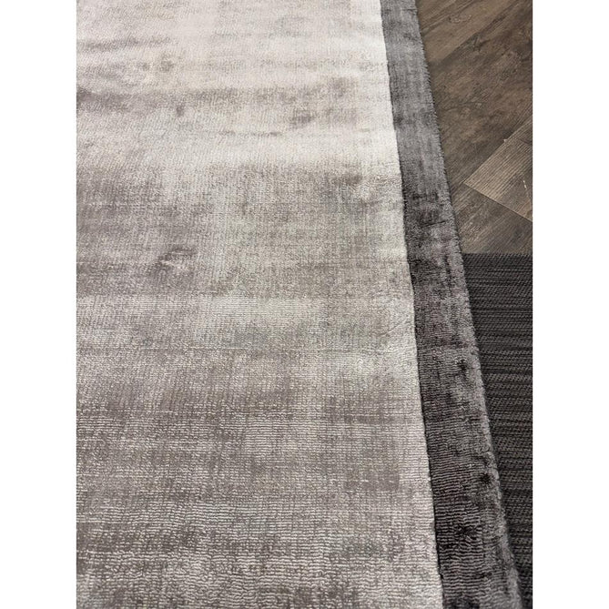 Blade Slim Border Modern Plain Distressed Tonal Metallic Shimmer Hand-Woven Soft Textured Tip Sheared Loop Pile Silky Viscose Flatweave Silver/Grey Border Rug-Asiatic Carpets-Rug Love - The Most Loved Rug Store