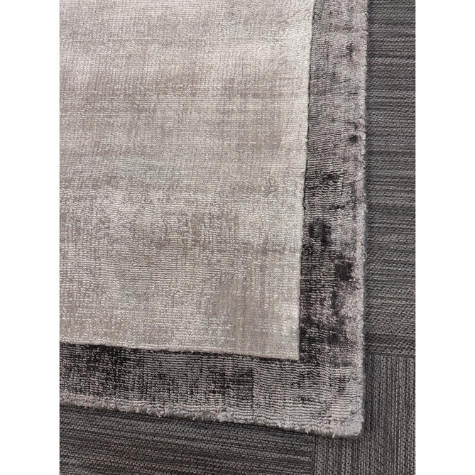 Blade Slim Border Modern Plain Distressed Tonal Metallic Shimmer Hand-Woven Soft Textured Tip Sheared Loop Pile Silky Viscose Flatweave Silver/Grey Border Rug-Asiatic Carpets-Rug Love - The Most Loved Rug Store