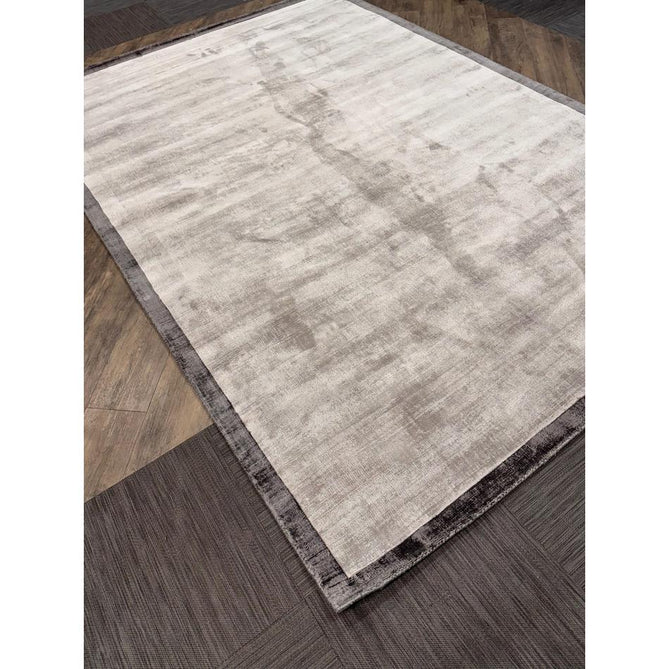 Blade Slim Border Modern Plain Distressed Tonal Metallic Shimmer Hand-Woven Soft Textured Tip Sheared Loop Pile Silky Viscose Flatweave Silver/Grey Border Rug-Asiatic Carpets-Rug Love - The Most Loved Rug Store