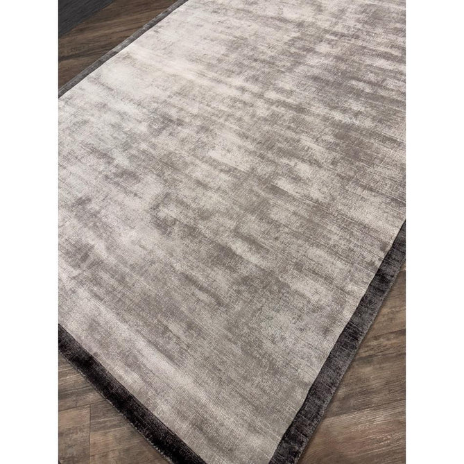 Blade Slim Border Modern Plain Distressed Tonal Metallic Shimmer Hand-Woven Soft Textured Tip Sheared Loop Pile Silky Viscose Flatweave Silver/Grey Border Rug-Asiatic Carpets-Rug Love - The Most Loved Rug Store