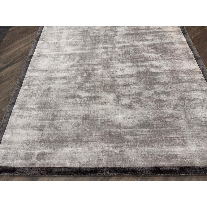 Blade Slim Border Modern Plain Distressed Tonal Metallic Shimmer Hand-Woven Soft Textured Tip Sheared Loop Pile Silky Viscose Flatweave Silver/Grey Border Rug-Asiatic Carpets-Rug Love - The Most Loved Rug Store