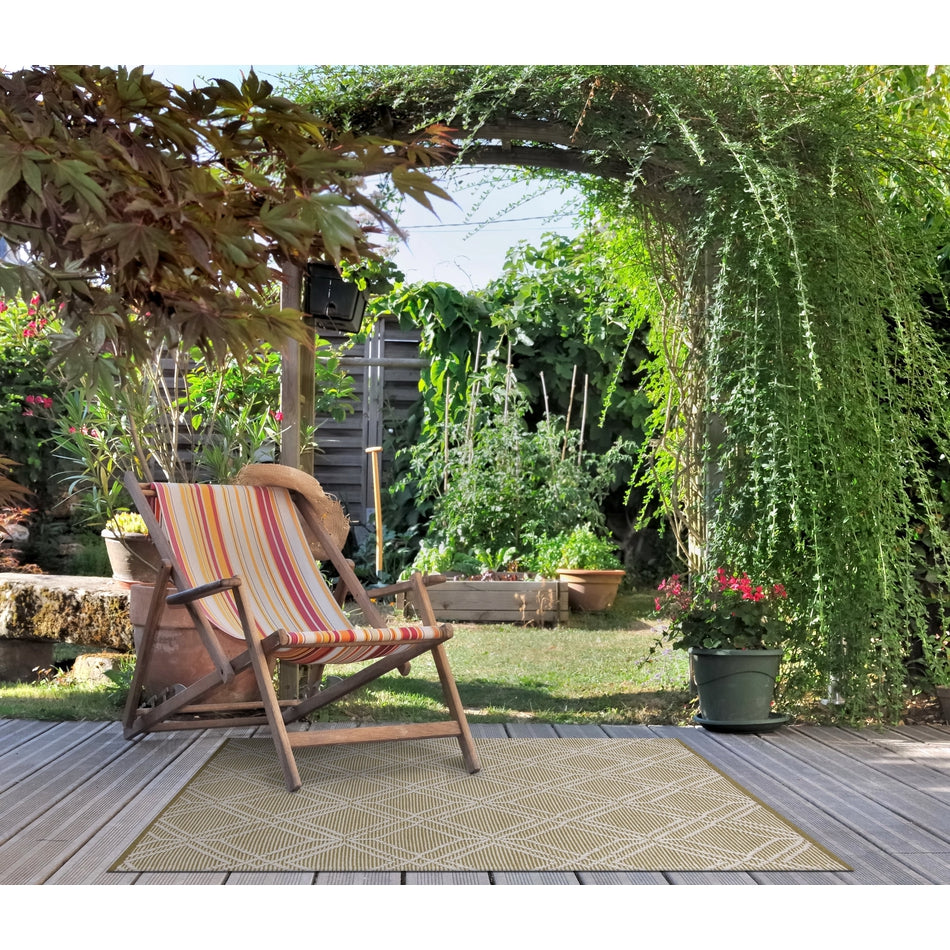 On Sale Blenheim Diamond Olive Green Flatweave InOutdoor Rug Lowest Price £129 At Rug Love