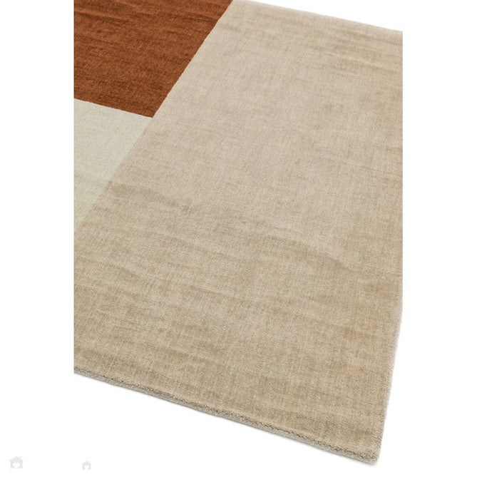 Blox Modern Plain Geometric Colour Block Hand-Woven Textured Low Profile Sheared Wool Loop Pile Copper/Beige/Cream Rug-Asiatic Carpets-Rug Love - The Most Loved Rug Store