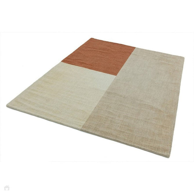 Blox Modern Plain Geometric Colour Block Hand-Woven Textured Low Profile Sheared Wool Loop Pile Copper/Beige/Cream Rug-Asiatic Carpets-Rug Love - The Most Loved Rug Store