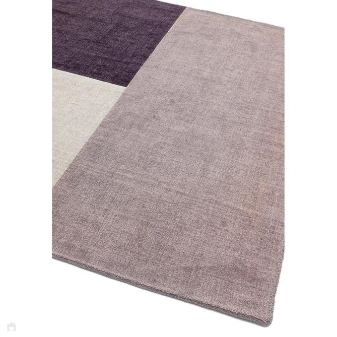 Blox Modern Plain Geometric Colour Block Hand-Woven Textured Low Profile Sheared Wool Loop Pile Heather/Purple/Grey Rug-Asiatic Carpets-Rug Love - The Most Loved Rug Store