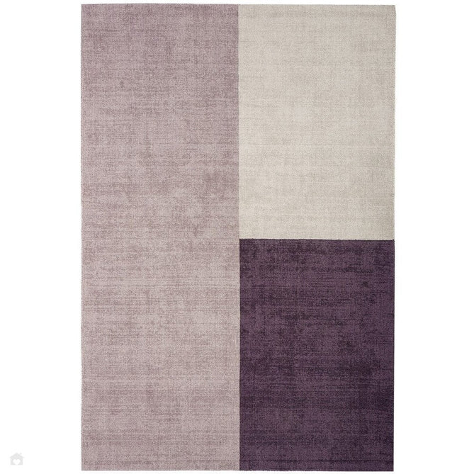 Blox Modern Plain Geometric Colour Block Hand-Woven Textured Low Profile Sheared Wool Loop Pile Heather/Purple/Grey Rug-Asiatic Carpets-Rug Love - The Most Loved Rug Store